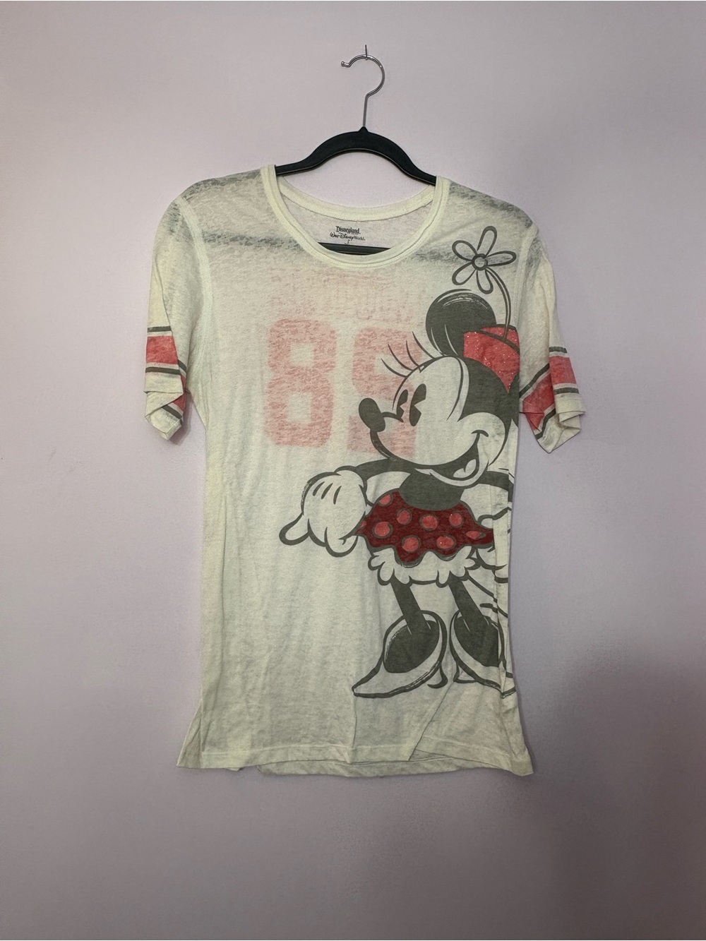 Disney White Minnie Mouse Short Sleeve Tee with Red Accents